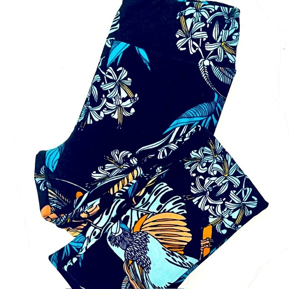 LULAROE  Tropical Bird Tree and Flower Print Leggings - Picture 1 of 7